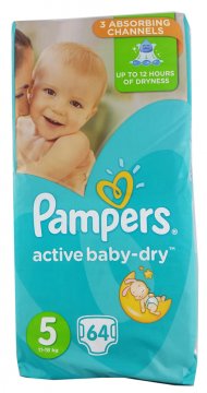 Pampers Active Baby-Dry, 5  Pieluszki (11-13 Kg) (64szt) EAN:4015400736370
