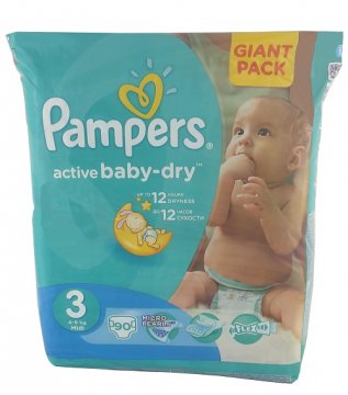 PAMPERS ACTIVE BABY-DRY РАЗМЕР 3 GIANT PACK (90 ШТ)