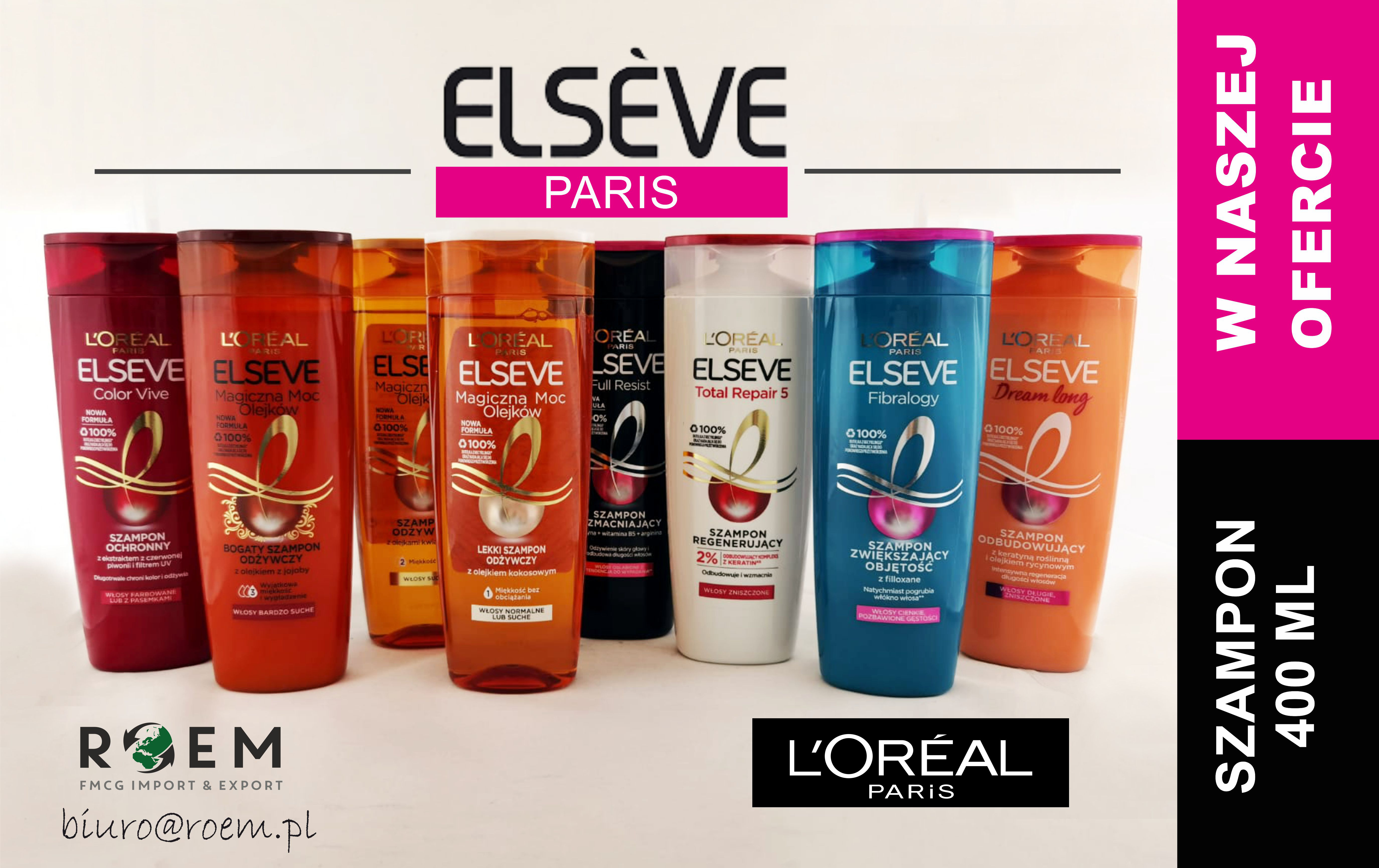 Szampon do włosów L'OREAL ELSEVE 400ML w ofercie hurtownii kosmetyków